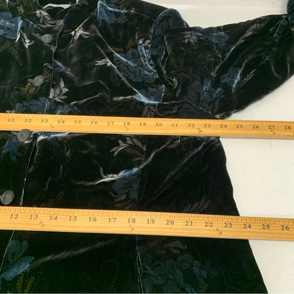 Kate Hill Velvet Coat 20W Black Blue Floral Pockets Boho Witchy Holiday Gothic - Picture 13 of 14